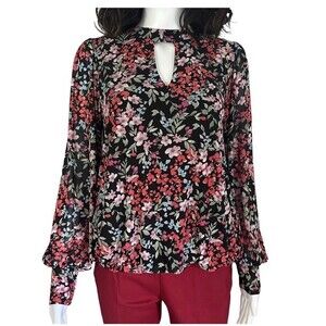 Floral Print Long Sleeve Blouse Size Small